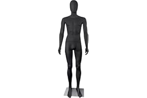 PETGIRL Full Body Male Mannequin Dress Form Manikin Body 73 Inches Adjustable Maniquins Dress Model Plastic Detachable Manequins Stand Metal Base Metal Connector, Black