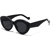 AIEYEZO Oversized Cat Eye Sunglasses for Women Cute Oval Thick Frame Cateye Sun Glasses Chic Retro Style Shades