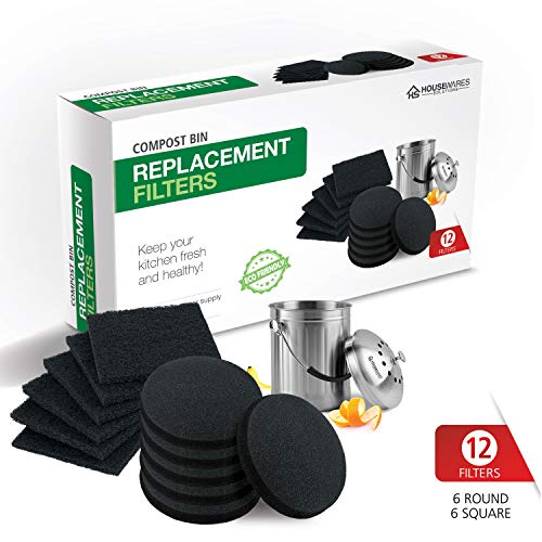 12 Pieces Activated Charcoal Carbon Filters Compost Bin Replacement