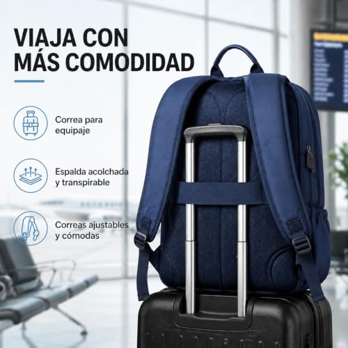 Mochila Impermeable 35L para Hombre con Puerto USB y Compartimento para Laptop 16", Ligera y Ajustable para Viaje | Múltiples Bolsillos, Ideal para Trabajo, Universidad y Uso Diario