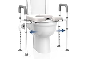 GAZOBA Raised Toilet Seat with Handles - 400 lbs Toilet Seat Riser for Seniors, Handicap and Disabled, Adjustable Elevated, Fit Any, Dark Grey