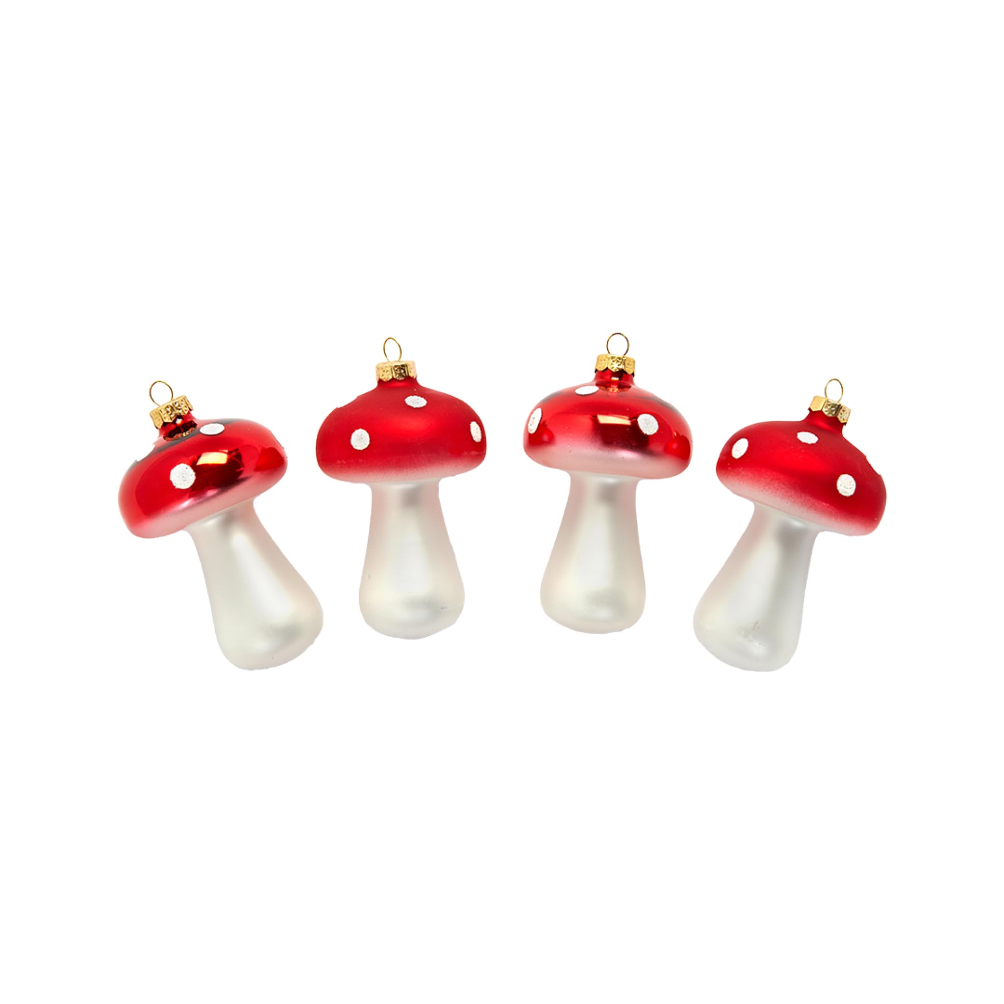 HEITMANN DECO Glass Toadstools - Tree Decorations Christmas Tree Decorations Christmas Baubles Christmas Decoration - 4 Pieces Red, White