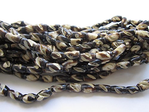 Genuine Spiral Cut Buffalo Bone Hairpipe Beads Two Tone Native American Crafts Jewelry (32/1/2 beads) 1 Strands