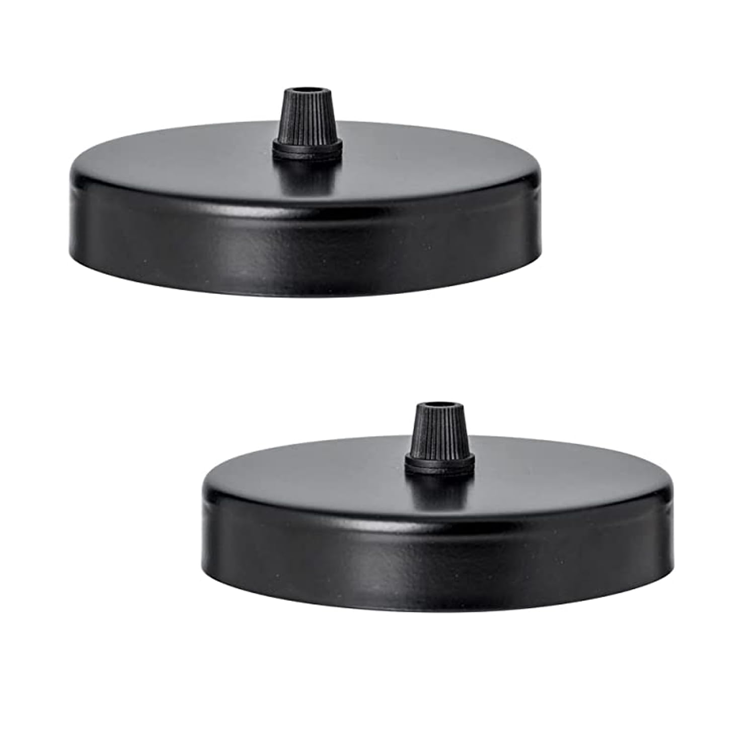 2 Pack Ceiling Rose Black 100mm Diameter Side Fitting Metal Pendant Light Base Decorative Lighting Plate Contemporary Ceiling Accessory Installation Kit UK Standard Hardware for Home Office Use