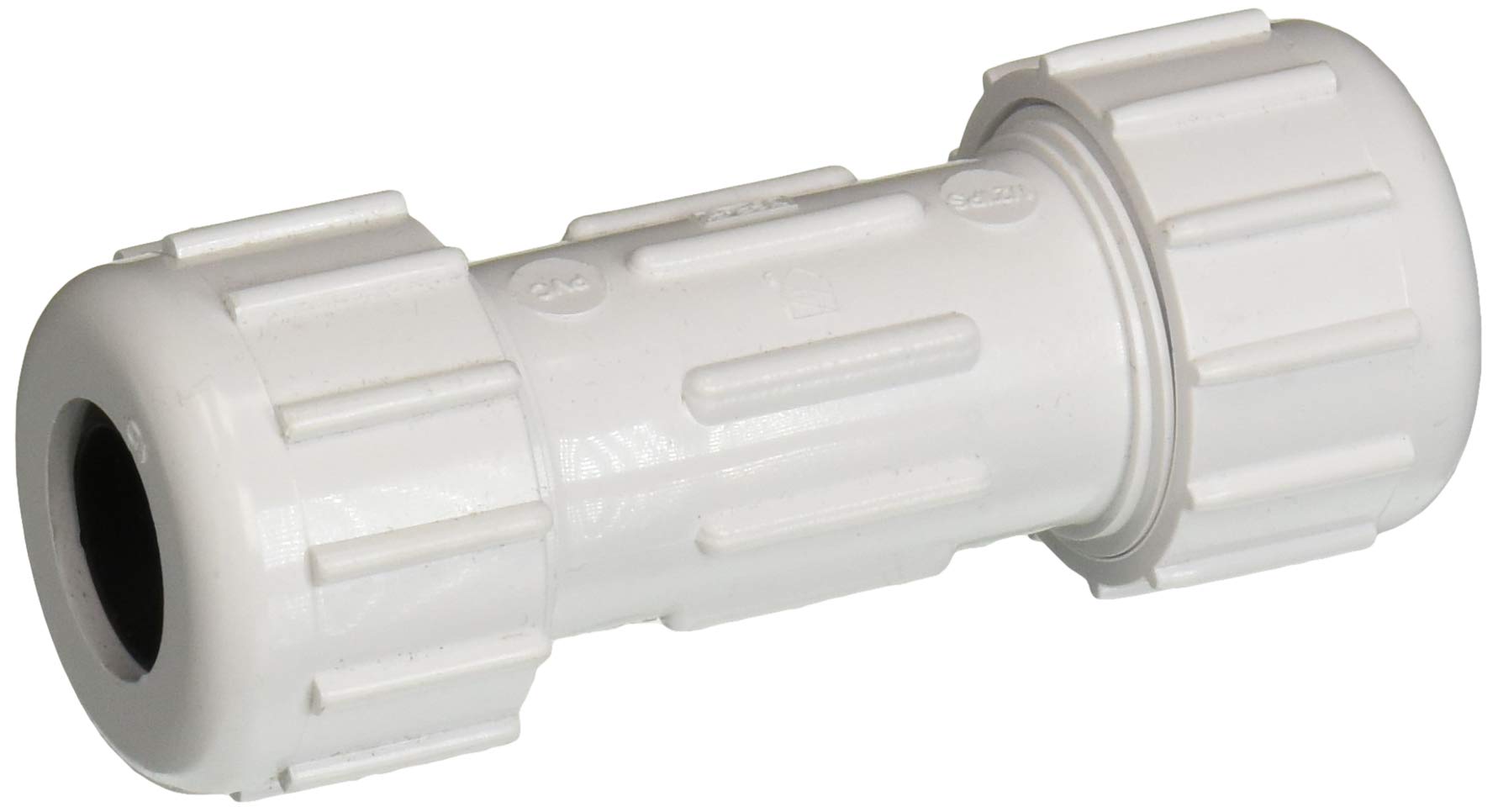 Photo 1 of NDS CPC-0500 PVC Compression Coupling, Pipe Connection, IPS Coupling, Compression Fitting, 1/2-Inch IPS UC, White