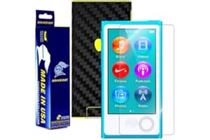 ArmorSuit MilitaryShield Black Carbon Fiber Skin Wrap Film + HD Clear Screen Protector for Apple iPod Nano 7th Generation - Anti-Bubble Film