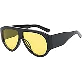 ADE WU Trendy Aviator Sunglasses for Women Men Retro Vintage Oversized 70s Thick Pilot Style Sun Glasses