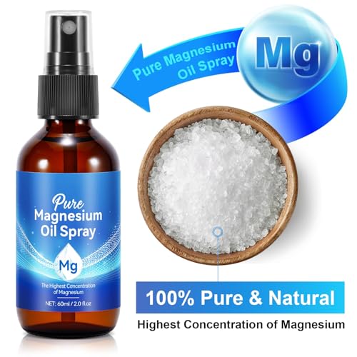 Pure Magnesium Oil Spray, Topical Magnesium Spray Glass Bottle, Organic Magnesium Spray for Feet, – Made with Concentrated Pure Magnesium Chloride Oil (2 Pack 2 fl oz)