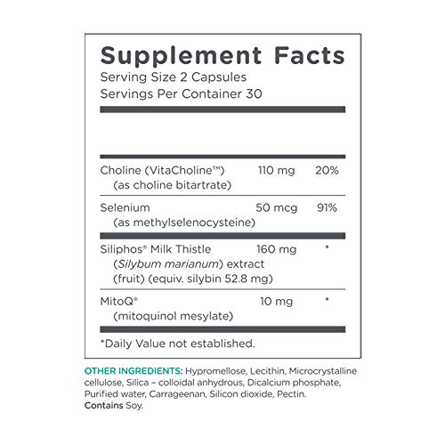 MitoQ Liver 60 Capsules CoQ10 Antioxidant MitoQ w/Choline, Milk
