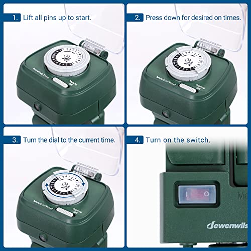 DEWENWILS Outdoor Mechanical Power Stake Timer, Waterproof, 6 Grounded