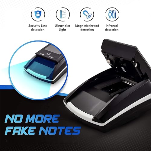CRONY Money Bill Counter machine - 5-in-1 Compact and Portable High-Speed Cash Counting UV MG IR Paper Quality Currency for SAR AED USD EUR RUB LBP CAD 120PCS /Min, CN-136