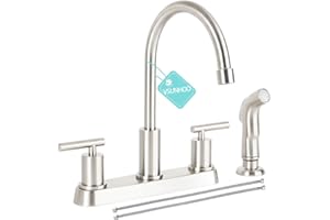 VSUNHOO Kitchen Faucets, Kitchen Faucet with Sprayer, Brushed Nickel Kitchen Sink Faucet, 3 or 4 Hole RV Faucet for Kitchen Sink, Stainless Steel Touch Kitchen Faucet with Side Sprayer, TDLKF024L