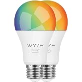 Wyze Bulb Color, 1100 Lumen WiFi RGB and Tunable White A19 Smart Bulb, Works with Alexa and Google Assistant, Two-Pack