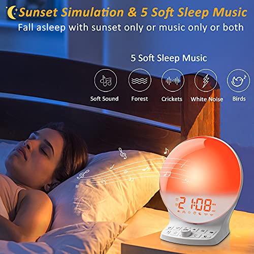 Wake Up Light Sunrise Alarm Clock for Heavy Sleepers Adults, Light