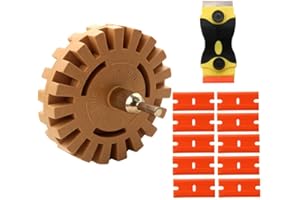12Pcs Decal Adhesive Remover Set, 4-Inch Eraser Wheel with Plastic Blade Scraper, Pinstripe, Sticker, Vinyl Removal Tool Kit 