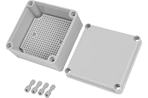 HoHaing Junction Box，4.9"x 4.9"x 3" Outdoor Electrical Box with Mounting Plate, IP67 Dustproof Waterproof ABS Plastic Project Box, DIY Electrical Enclosure Gray (125x 125x 75 mm)