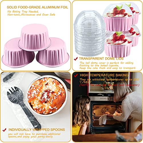 Jumbo Muffin Liners with Lids 50 Pack,FreeAir 5oz Aluminum Foil