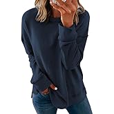 Dokotoo Women's Casual Crew Neck Sweatshirt Loose Soft Long Sleeve Pullover Tops