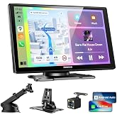 ESSGOO 9" Wireless CarPlay &amp; Android Auto Screen for Car with Back Cam | HD IPS Touchscreen, Mirror Link, GPS Navigation, Voice Control, Bluetooth 5.2, AUX Output, OTA Update, Dual Mic, Night Vision
