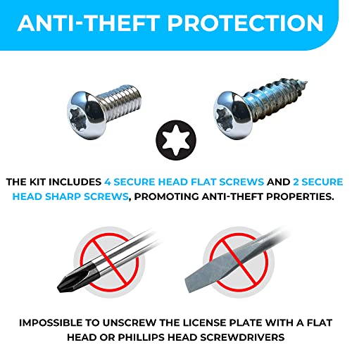 Universal Front Bumper License Plate Bracket, Plate Holder Set with 6