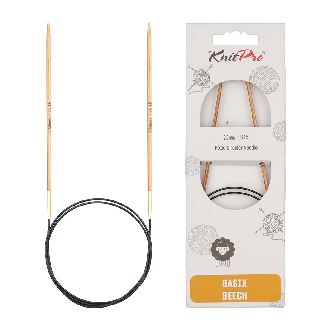 KnitPro Basix Beech Fixed Circular Needles 47" (120cm) | 2.50mm — image 1