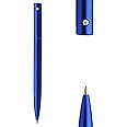 DUNBONG Retractable Metal Gel Pen, 0.5mm Medium Point Ballpoint Pens, Black Gel Ink (Blue)