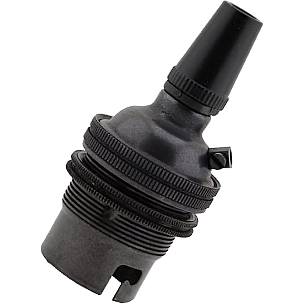 1 Pack Traditional Earthed Solid Brass Lampholder with Shade Retaining Ring and Metal Cord Grip | Bronze Finish - no lacquer| B22|B22D | Bayonet Cap