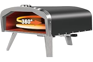 BAKEJOY Outdoor Pizza Party with Grill Oven Cooking, Thermometer-Equipped Pizza Stovens, and Camp-Ready Pizza Stones, Black