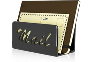 wishacc Mail Organizer countertop, Mail sorters Letter Holder Desktop Organizer for Home, Office, Kitchen Counter Organizer Mail Holder in Black Color