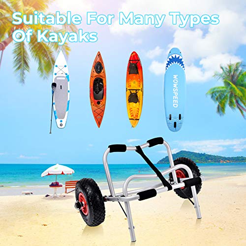 Hemousy Kayak Cart Dolly,Canoe Carrier Wheels Trolley with Straps Easy