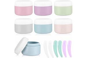 DHQH 6 Pack Travel Containers For Toiletries,Travel Silicone Cream Jars,TSA Approved Travel Size Containers,Leak-proof Travel Accessories With Hard Sealed Lids for Cosmetic Makeup Face Cream（50ml）