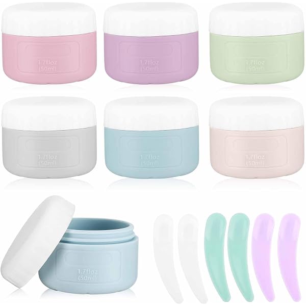 Lot De 4 Pots De Voyage En Silicone Yinke 50ml | Approuvés TSA | Anti-Fuite | Avec Sac