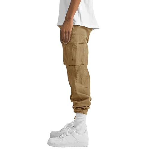 THWEI Mens Cargo Pants Casual Joggers Athletic Pants Cotton Loose