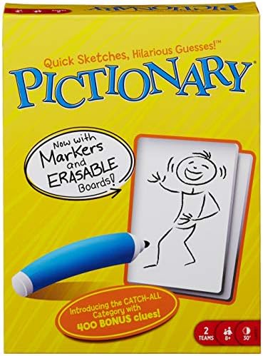Pictionary Fast Drawing Board & Guessing Sport for Household, Youngsters, Teenagers & Adults, with Dry Erase Boards, Particular Markers & Clue Playing cards with a Distinctive Catch-All Class [Amazon Exclusive]