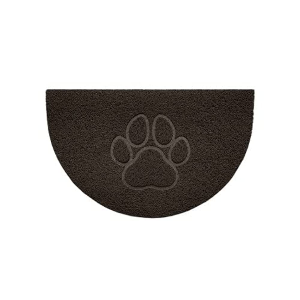 Nicoman Embossed Halfmoon Half Circle Door Mat Dirt-Trapper Jet-Washable Doormat 70x44cm (Brown, PAW Shape) - Use Indoor or Sheltered Outdoor