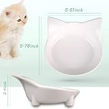 Comsmart 2 Pack Cat Bowls Anti Slip Food Water Shaped White Grey view 6
