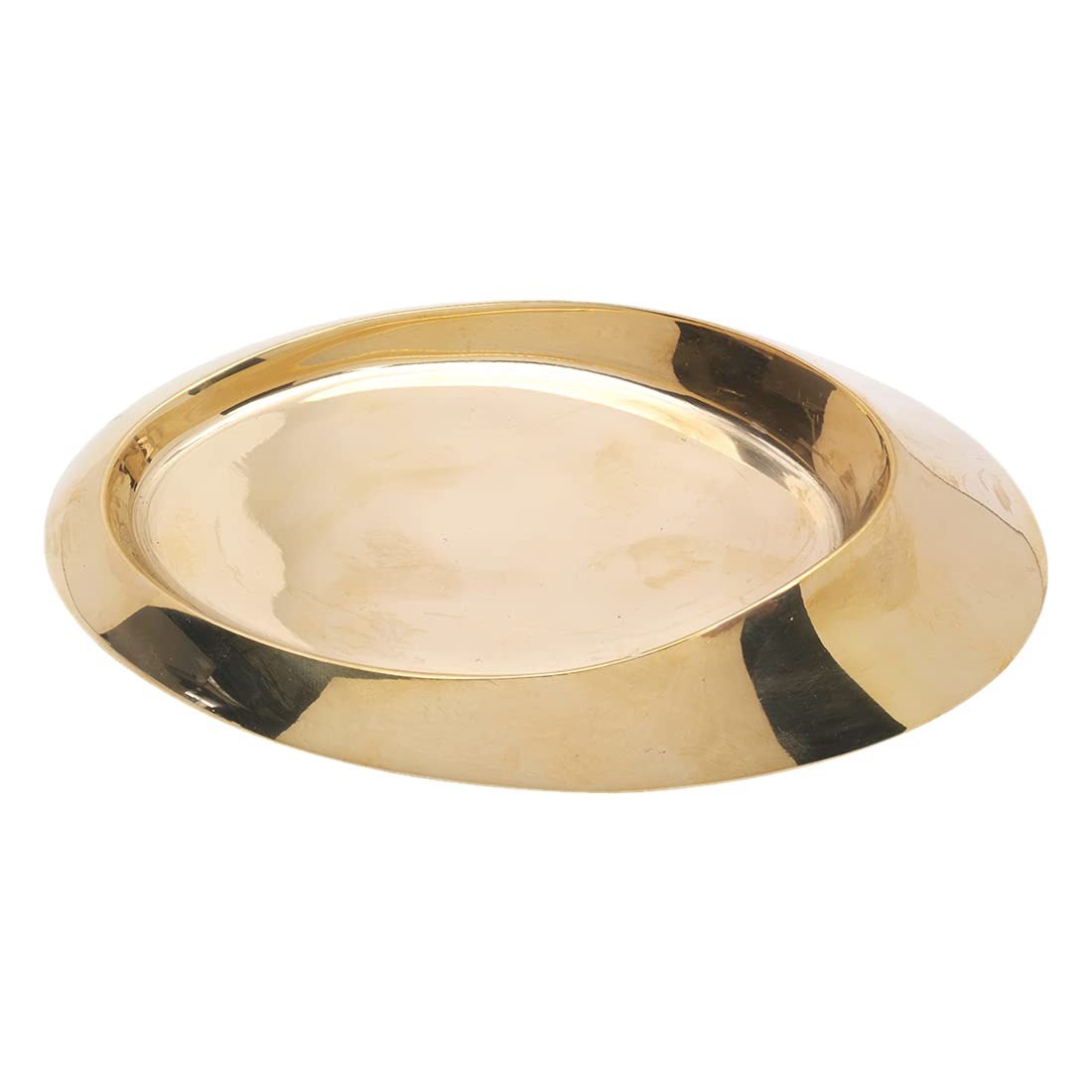 NKlaus candle plate oval 13x9cm inside brass gold gloss coaster tray table decoration 10518