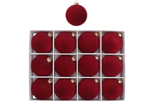 12 Pcs 2.4 Inches Velvet Christmas Ornaments Balls Christmas Tree Balls Christmas Hanging Ornament for Christmas Tree Home Of