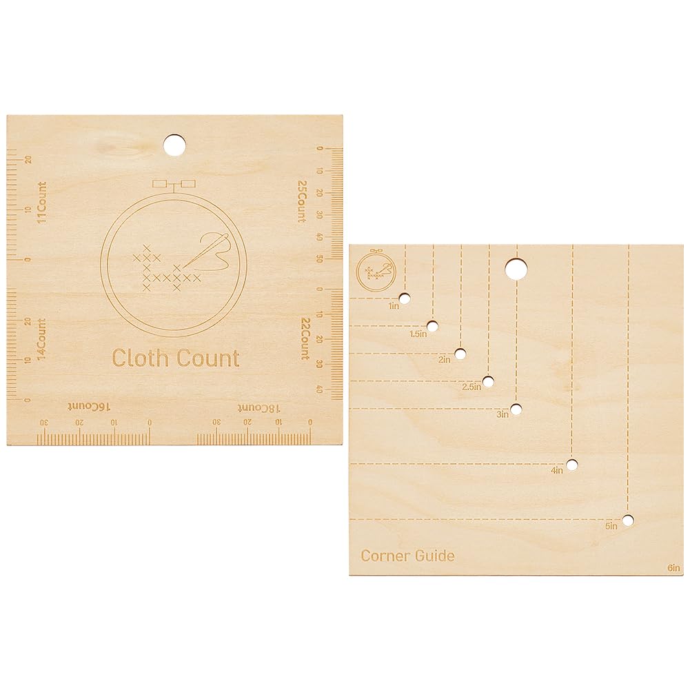 BENECREAT 2Pcs Wooden Sew Corner Gauge, Blanched Almond Template Cross Stitch Corner Sewing Tool for Cross Stitch Embroidery Starting Point Markers