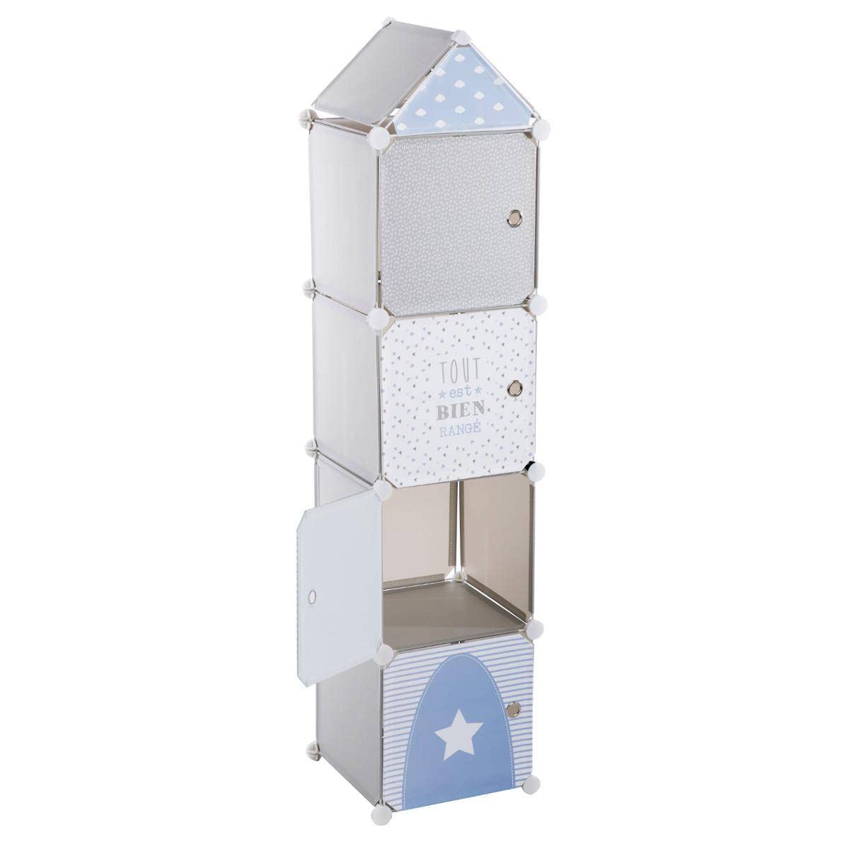 Atmosphera Children's Column Storage Lockers Grey and Blue 34 x 139 cm