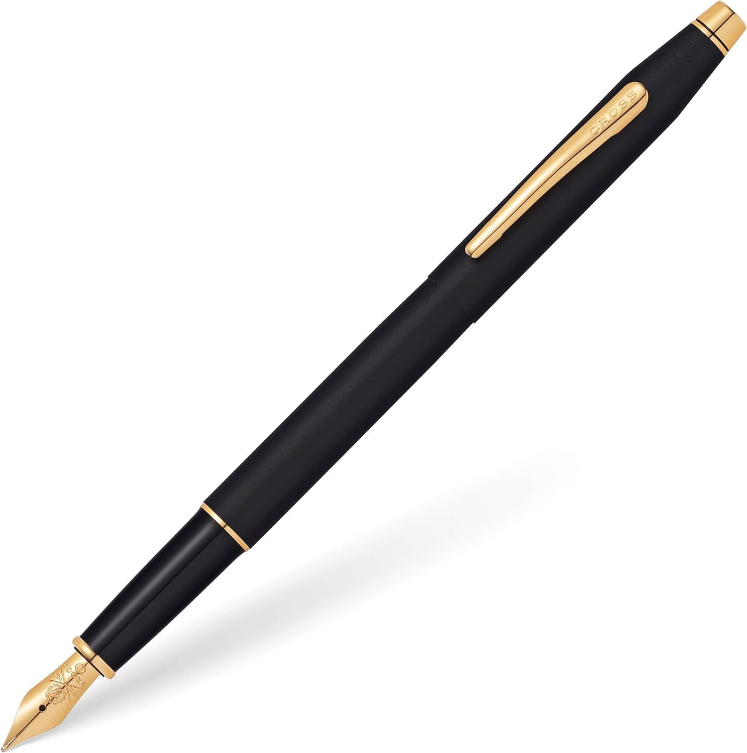 CROSS Classic Century Classic Black Fountain Pen with 23CT Gold-Plated Apointments and Fine Nib incl. Luxury Gift Box – Refillable Cartridge Pen