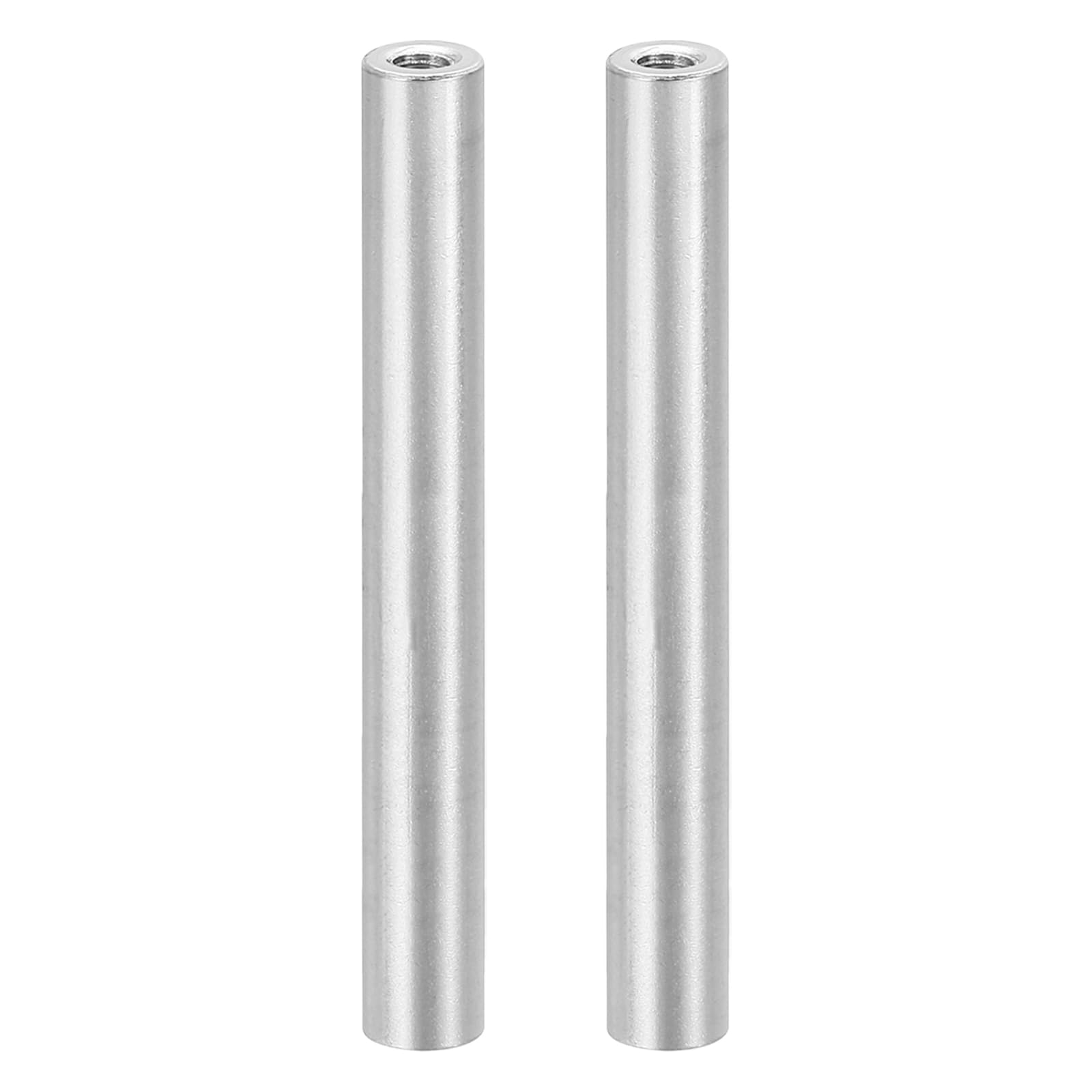 PATIKIL 2pcs M3 Metal Threaded Standoff Spacer Nuts, Round Aluminum Spacers Female Coupling Screws, 1/8" ID x 1/4" OD, Silver, (55mm L)