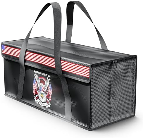 YUNIQUE GREEN-CLEAN-POWER - Bolsa de seguridad para baterías Lipo, 1 unidad, material ignífugo y antiexplosión, dimensiones 125 x 64 x 50 mm - Funda protectora para carga y transporte de baterías Lipo