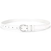 SANSTHS Women Leather Belt for Jeans Pants Fashion Ladies Skinny Belt for Dresses Thin Belt with Single Prong Buckle