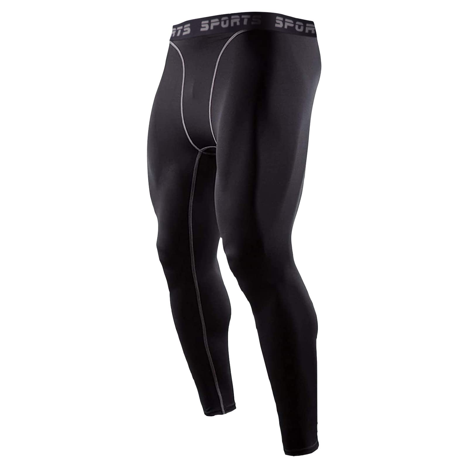 Sillictor Men’s Sports Compression Tights, Power Stretch, Long Underwear, UV Protection, Sweat-Absorbent, Quick-Drying