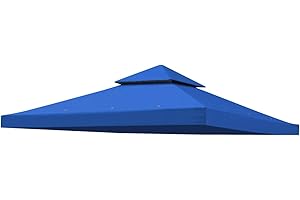 BenefitUSA Canopy ONLY Replacement 10'X10' Gazebo Canopy top Patio Pavilion Cover Sunshade plyester Double Tiers (Blue)