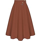 SweatyRocks Women's Flared Midi Skirts Elastic High Waisted A-line Casual Versatile Skirt