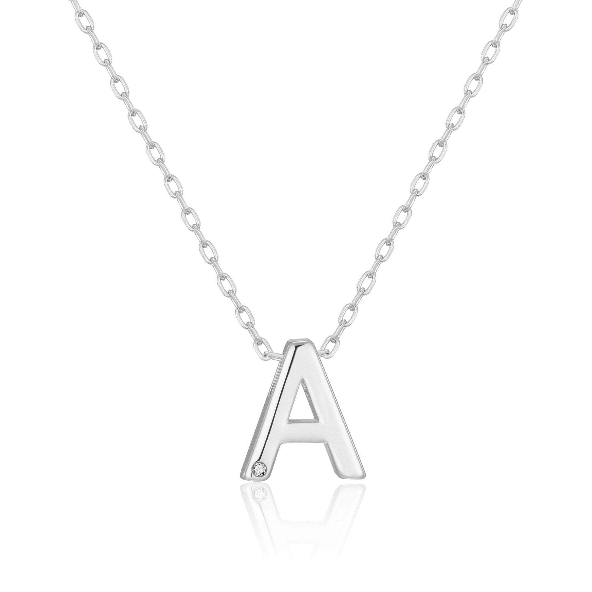 Philip Jones Initial Necklace Letter A Created with Zircondia® Crystals