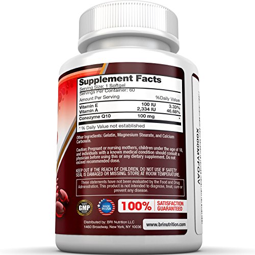 BRI Nutrition COQ10 100mg Ubiquinone Heart Health 2.6X Higher Total