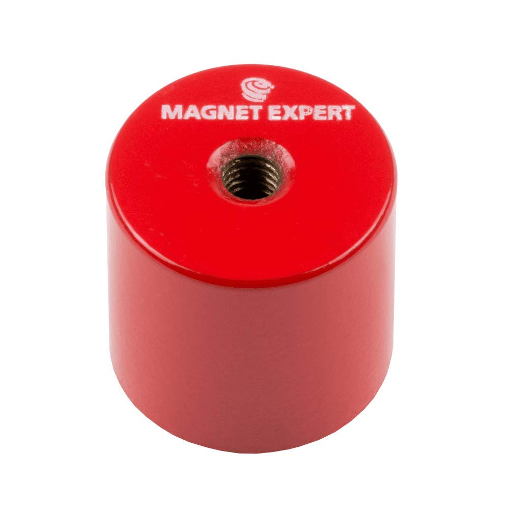 Alnico Deep Pot Magnet for High-Temperature, Engineering, and Manufacturing Applications - 27mm dia x 25mm thick c/w M6 threaded hole - 6kg Pull - Pack of 4